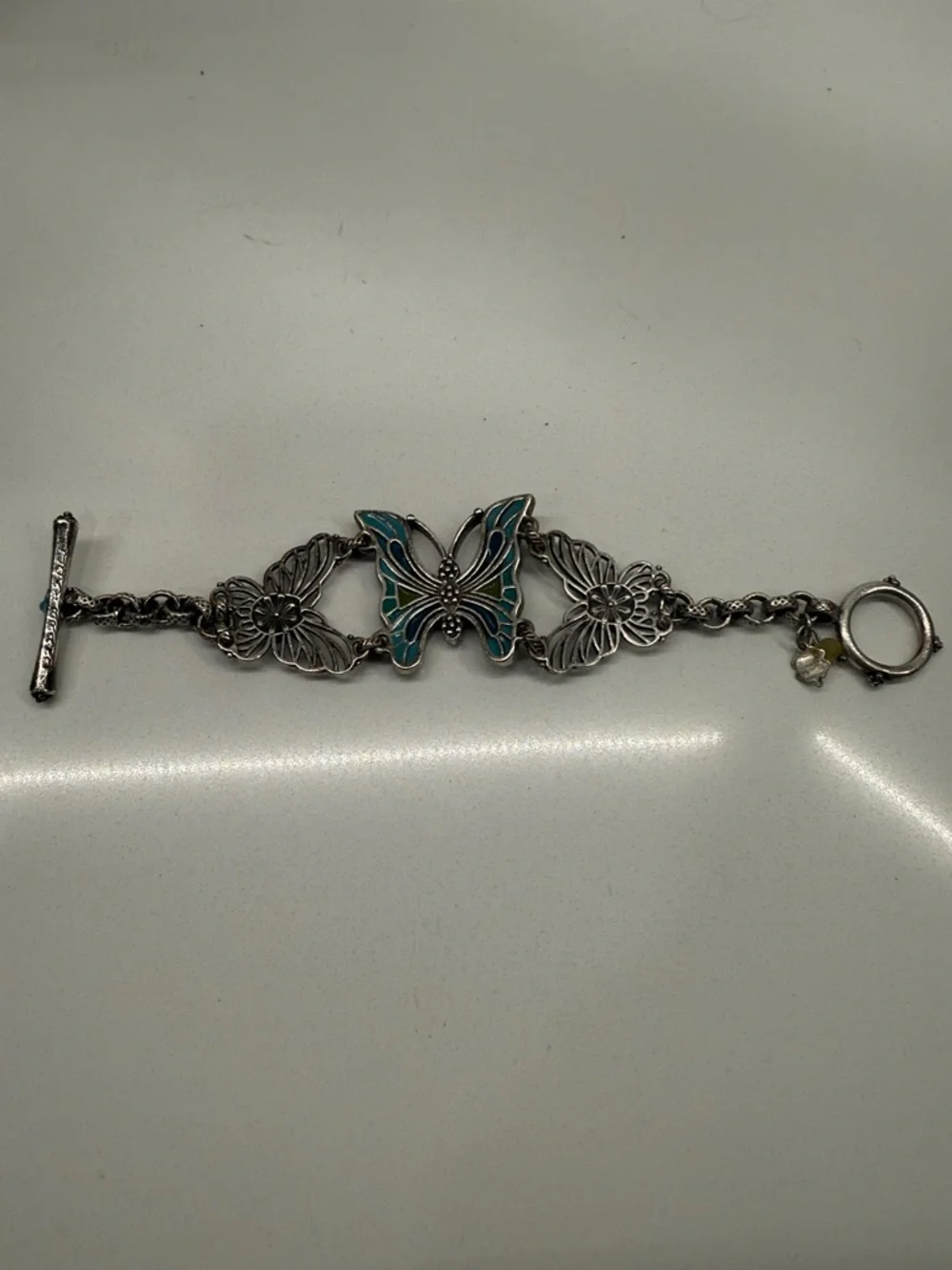 Lucky Brand Silver-Tone Butterfly & Floral Bracelet